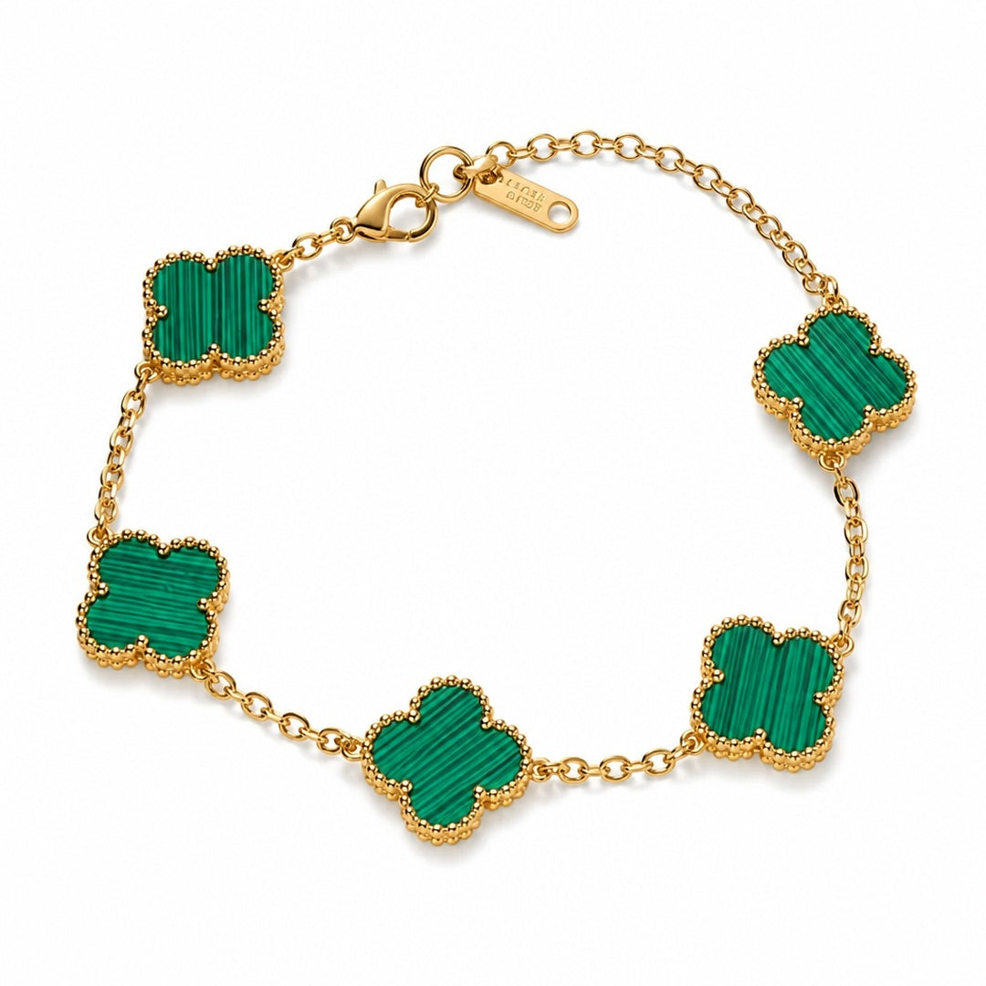 Lucky four-leaf clover bracelet in green