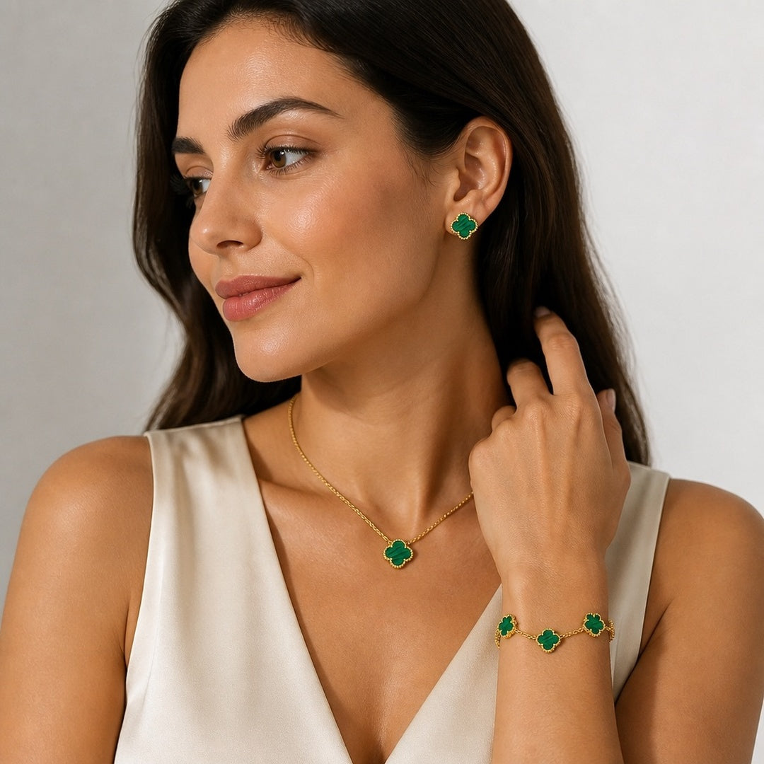 Golden Green Luxe Clover Set