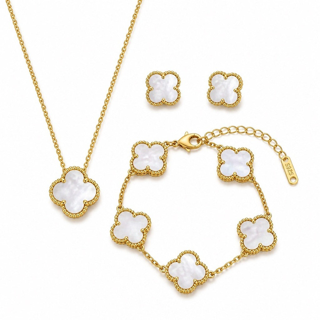 Gold White Luxe Clover Set