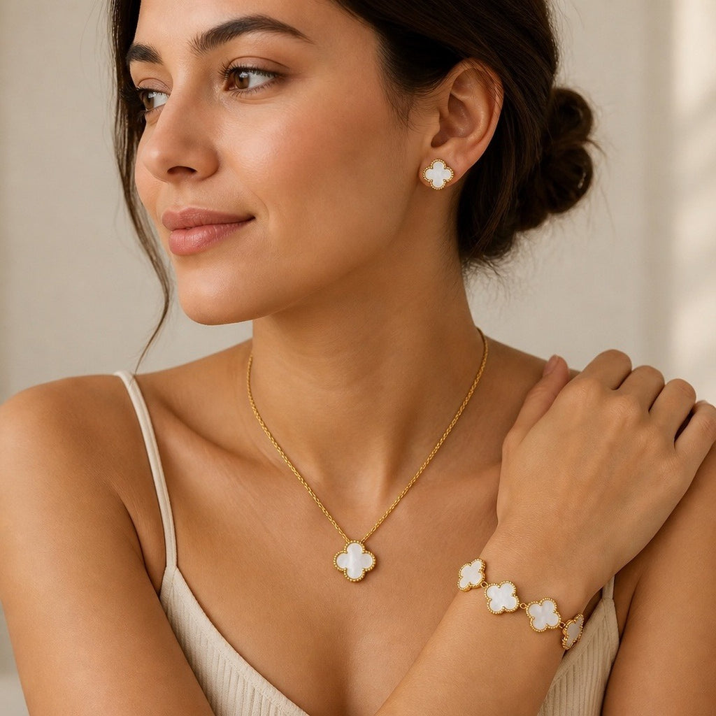Gold White Luxe Clover Set