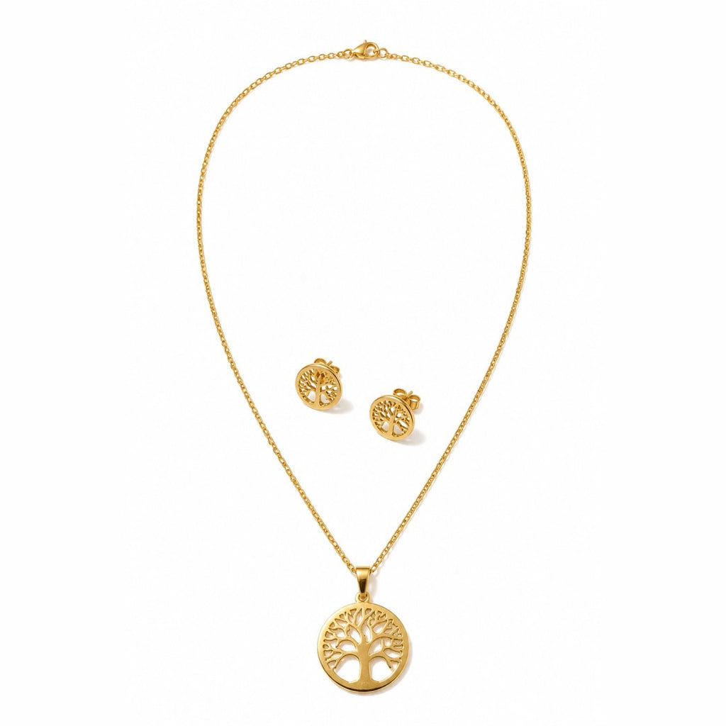 18K Gold PVD Tree of Life Necklace & Earring Set