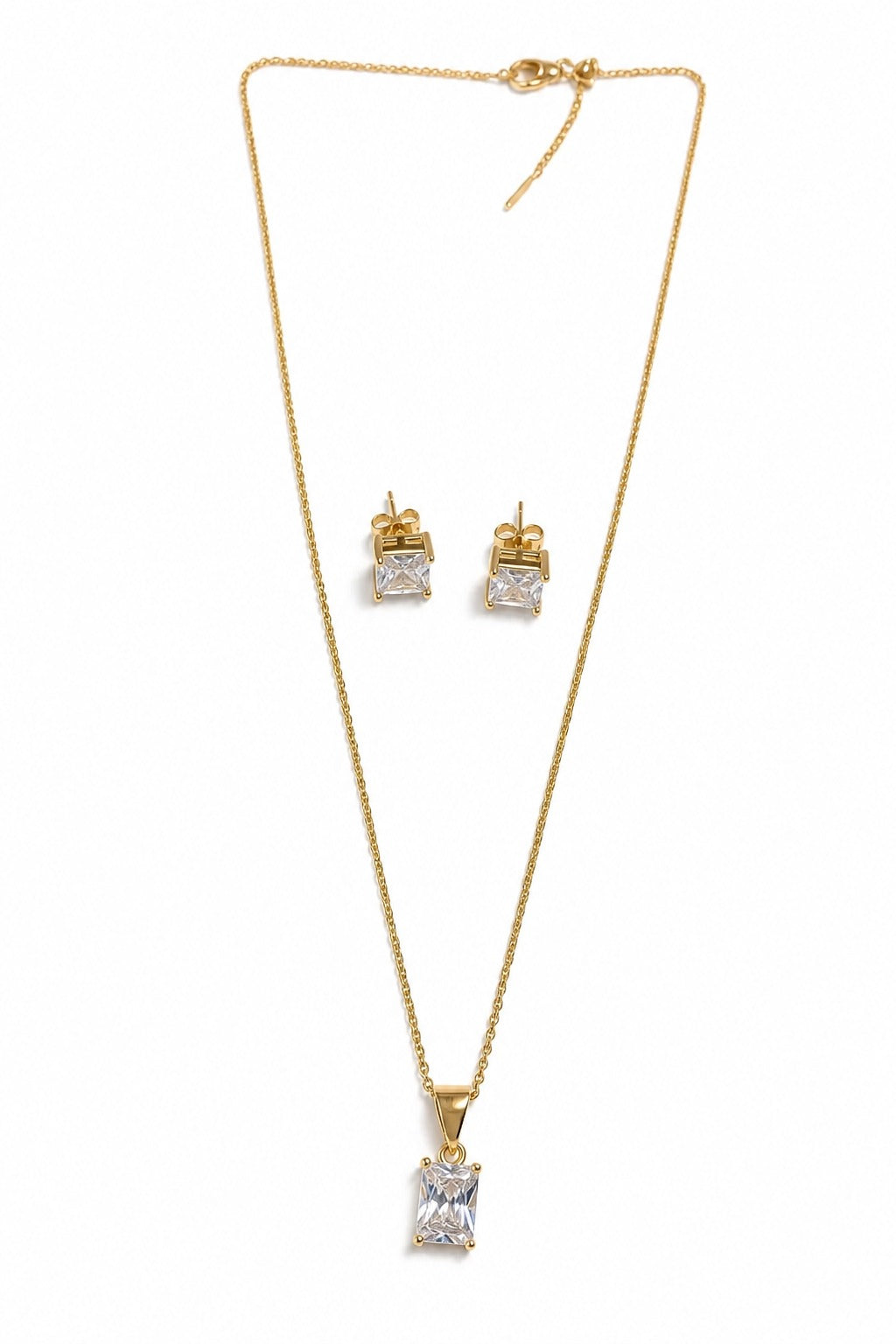 18K Gold PVD Diamond Glow Necklace & Earring Set