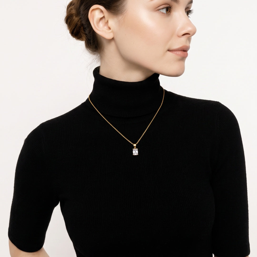 18K Gold PVD Diamond Glow Necklace & Earring Set